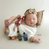Baby Celebrity Bathrobe Costume, Pillow, slipper & headband O214 | 3M | Brown